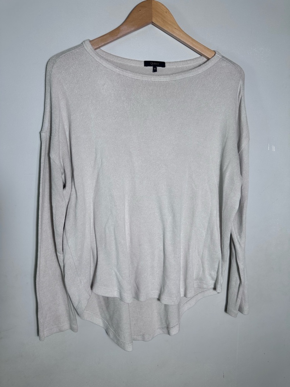 Quince Light Beige Knit Long Sleeve Top
